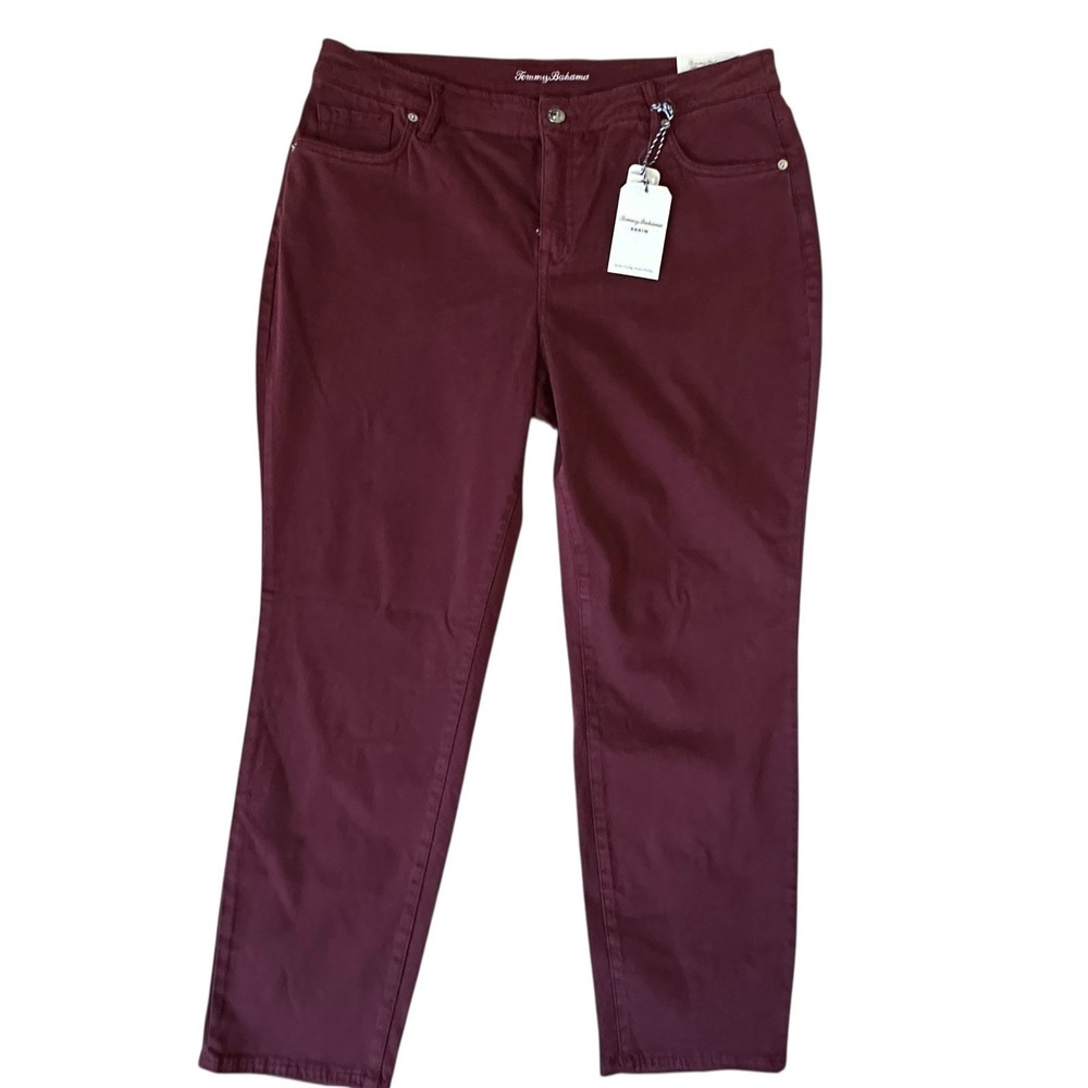 Tommy Bahama Boracay Beach Meritage Wine High Rise Ankle Jeans Women's 34x27 NWT